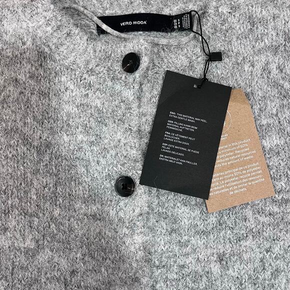 Vero Moda NWT Novah Cardigan Sweater Round Neck Gray Sz Small - Picture 6 of 9